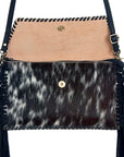 American Darling ADBGD106BKWBR Envelope Hand Tooled Hair On Genuine Leather Women Bag Western Handbag Purse