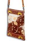 ADBG336SUNF American Darling Hand Tooled Hair On Genuine Leather Women Bag Western Handbag Purse