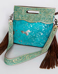 American Darling Clutch Hand Tooled Saddle Blanket Fabric Genuine Leather Western Women Bag Handbag Purse | Purses for Cute