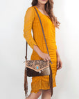 American Darling Envelope Hand Tooled Hair-On Genuine Leather Women Bag Western Handbag Purse | for Cute