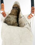 American Darling ADBGH133 Hand Tooled Hair On Genuine Leather Women Bag Western Handbag Purse