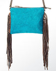 American Darling Western Small Crossbody Bag – Genuine Hair-On Cowhide Leather with Fringes, Adjustable Strap, Handcrafted in Texas