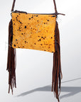 American Darling Western Small Crossbody Bag – Genuine Hair-On Cowhide Leather with Fringes, Adjustable Strap, Handcrafted in Texas