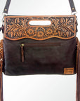 American Darling Clutch Hand Tooled Saddle Blanket Fabric Genuine Leather Western Women Bag Handbag Purse | Purses for Cute