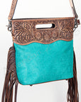 American Darling Clutch Hand Tooled Saddle Blanket Fabric Genuine Leather Western Women Bag Handbag Purse | Purses for Cute