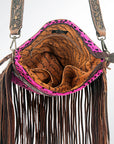 American Darling ADBGS192PKCHEFRNGA Messenger Hand Tooled Hair On Genuine Leather Women Bag Western Handbag Purse