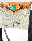 Hand Tooled Saddle Blanket Leather Western Clutch For Women