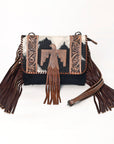 American Darling ADBG499BRW Envelope Hand Tooled Hair-On Genuine Leather Women Bag Western Handbag Purse