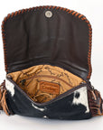 American Darling ADBG499BRW Envelope Hand Tooled Hair-On Genuine Leather Women Bag Western Handbag Purse