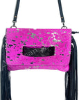 American Darling ADBG501A Clutch Hand Tooled Hair On Genuine Leather women bag western handbag purse