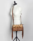 American Darling ADBG506CHEGOFRNG Small Crossbody Hand Tooled Hair-On Genuine Leather Women Bag Western Handbag Purse