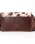 American Darling ADBGD106BRWBR Envelope Hand Tooled Hair On Genuine Leather Women Bag Western Handbag Purse