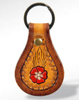 American Darling ADKR155 Hand Tooled Carved Genuine Leather Keyring