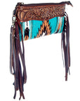 American Darling ADBGZ178 Wristlet Hand Tooled Saddle Blanket Genuine Leather Women Bag Western Handbag Purse