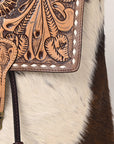 ADBGZ102TAW American Darling Hand Tooled Hair On Genuine Leather Women Bag Western Handbag Purse