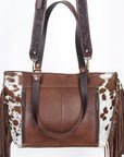 American Darling ADBGI103B Tote Hand Tooled Hair On Genuine Leather Women Bag Western Handbag Purse