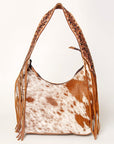 Western Style Leather Hobo Handbag With Hair On Cowhide