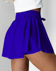 Solid Drawstring Elastic Waist Lined Tennis Skort