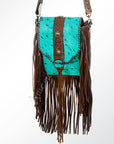 American Darling ADBG528TRQ2 Crossbody Hair-On Genuine Leather Women Bag Western Handbag Purse