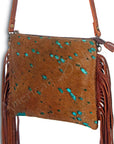American Darling Western Small Crossbody Bag – Genuine Hair-On Cowhide Leather with Fringes, Adjustable Strap, Handcrafted in Texas