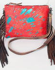 American Darling Western Small Crossbody Bag – Genuine Hair-On Cowhide Leather with Fringes, Adjustable Strap, Handcrafted in Texas