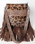 American Darling Messenger Hand Tooled Hair On Genuine Leather Western Women Bag Handbag Purse | Cute