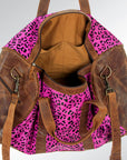American Darling ADBGS174PKCHE Duffel Hair On Genuine Leather Women Bag Western Handbag Purse