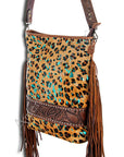 American Darling Large Crossbody Hand Tooled Hair On Genuine Leather Women Bag Western Handbag Purse