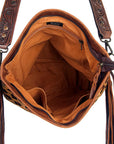 American Darling ADBG356CHETRQ Large Crossbody Hand Tooled Hair On Genuine Leather Women Bag Western Handbag Purse