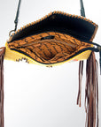 American Darling ADBG344A-BKW Cross Body Saddle Blanket Hair On Genuine Leather Women Bag Western Handbag Purse