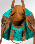 American Darling ADBGS174TRQ2 Duffel Hair On Genuine Leather Women Bag Western Handbag Purse