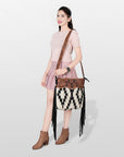 American Darling Cross Body Hand Tooled Hair On Genuine Leather Women Bag Western Handbag Purse