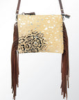 American Darling Western Small Crossbody Bag – Genuine Hair-On Cowhide Leather with Fringes, Adjustable Strap, Handcrafted in Texas