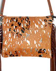 American Darling Western Small Crossbody Bag – Genuine Hair-On Cowhide Leather with Fringes, Adjustable Strap, Handcrafted in Texas