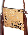 American Darling Western Small Crossbody Bag – Genuine Hair-On Cowhide Leather with Fringes, Adjustable Strap, Handcrafted in Texas