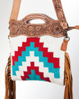 American Darling ADBGZ245 Clutch Hand Tooled Saddle Blanket Genuine Leather Women Bag Western Handbag Purse