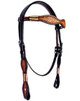 HILASON Western Horse Headstall Breast Collar Set American Leather Tan | Tack for Horses