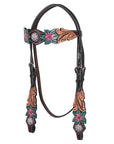 Hand-Carved Leather Western Headstall And Breast Collar Set For Training And Showing