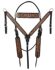 HILASON Western Horse Headstall Breast Collar Wither Strap Set American Leather Floral