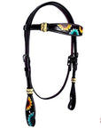 HILASON Western Horse Headstall & Breast Collar American Leather Floral Carving