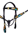 HILASON Western Horse Headstall & Breast Collar American Leather Floral Carving