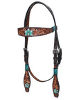 Hand-Carved Leather Western Headstall And Breast Collar Set For Training And Showing