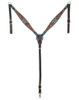 Hand-Carved Leather Western Headstall And Breast Collar Set For Training And Showing