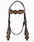 Hand-Carved Leather Western Headstall And Breast Collar Set For Training And Showing