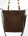 American Darling ADBG540BRW Tote Hand Tooled Hair-On Genuine Leather Women Bag Western Handbag Purse