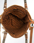 American Darling ADBG541TAW Tote Hand Tooled Hair-On Genuine Leather Women Bag Western Handbag Purse