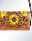 American Darling ADBG554 Organiser Hand Tooled Genuine Leather Women Bag Western Handbag Purse