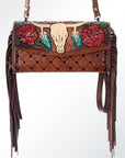 American Darling ADBG556BFRNG Wristlet Hand Tooled Genuine Leather Women Bag Western Handbag Purse