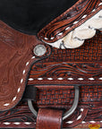 Hilason Western Horse Trail Barrel Racing American Leather Saddle Dark Brown