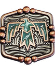 1 1/2" Hilason Western Horse Concho Antique Copper Turquoise Enamel Concho Brown